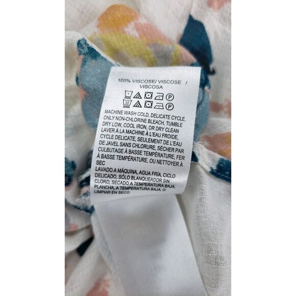 Lucky Brand Women's Floral Peasant Blouse Top keyhole (Size L) Long Sleeve - Picture 11 of 12